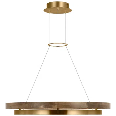 Tech Lighting Visual Comfort Modern Led 36 Inch Weathered Oak And Brass Ring Chandelier