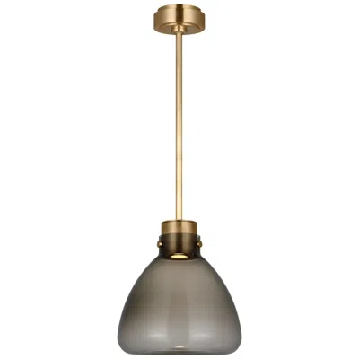 Tech Lighting Visual Comfort Modern Led Warm Dim 12 Inch Brass And Smoked Glass Pendant In Gray
