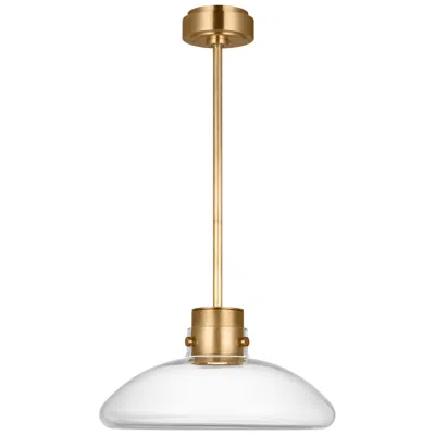 Tech Lighting Visual Comfort Modern Warm Dim Led 16 In Wide Brass And Clear Glass Pendant In White