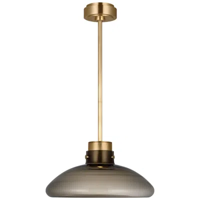 Tech Lighting Visual Comfort Modern Warm Dim Led 16 Inch Brass And Smoked Glass Pendant In Gray
