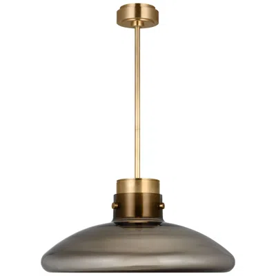 Tech Lighting Visual Comfort Modern Warm Dim Led 22 Inch Brass And Smoked Glass Pendant