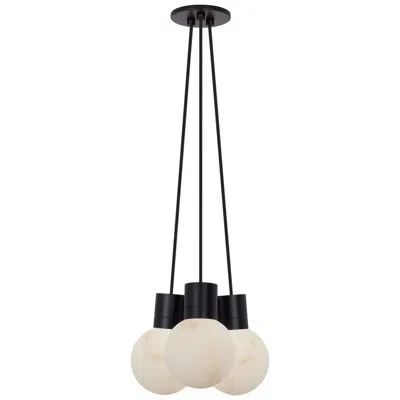 Tech Lighting Visual Comfort Modern Warm Dim Led 3 Light Alabaster And Black Chandelier