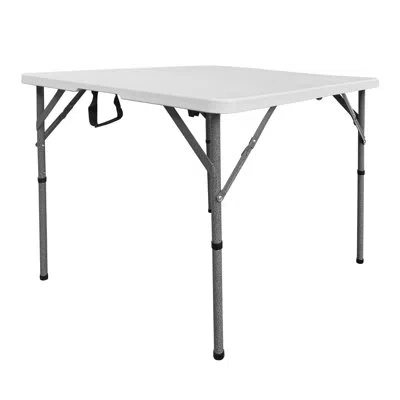 Techni Home 34” Square Folding Table, Height Adjustable Foldable Table With Easy-carry Handle In Natural