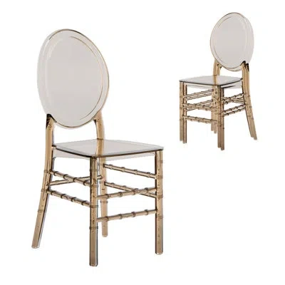 Techni Home Stackable Ghost Style  Acrylic Event Chairs – Set Of 2 In Amber