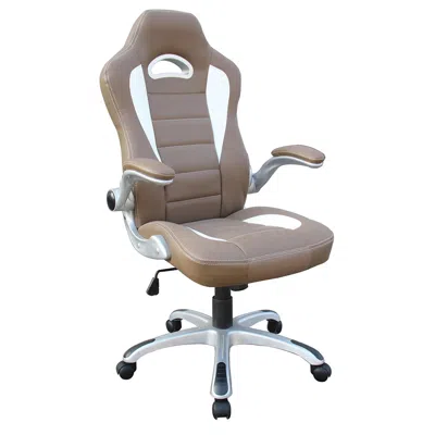 Techni Mobili High Back Executive Sport Race Office Chair With Flip-up Arms. Color: Camel