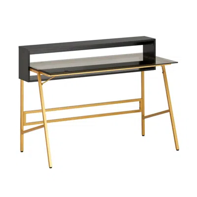 Techni Mobili Home Office Writing Desk Wih Riser, Gold