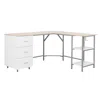 Techni Mobili L-shape Home Office Two-tone Desk With Storage, Sand In Multi