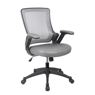 Techni Mobili Mid-back Mesh Task Office Chair With Flip Up Arms. Color: Gray