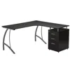 Techni Mobili Modern L- Shaped Computer Desk With File Cabinet And Storage. Color: Espresso