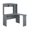 Techni Mobili Modern L-shaped Desk With Hutch, Grey