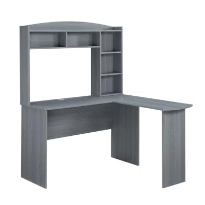 Techni Mobili Modern L-shaped Desk With Hutch, Grey In Gray