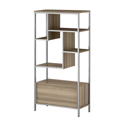Techni Mobili Oak Storage Rack With Door Cabinet In Blue