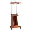 Techni Mobili Rolling Adjustable Height Laptop Cart With Storage. Color: Woodgrain In Brown
