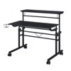 Techni Mobili Rolling Writing Desk With Height Adjustable Desktop And Moveable Shelf, Black