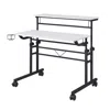 Techni Mobili Rolling Writing Desk With Height Adjustable Desktop And Moveable Shelf, White