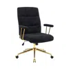 Techni Mobili Textured Boucle Fabric Black And Gold Office Chair In Black