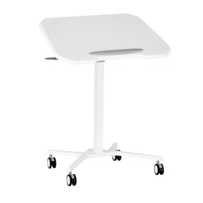 Techni Mobili White Sit To Stand Mobile Laptop Computer Stand With Height Adjustable And Tiltable Tabletop In Blue