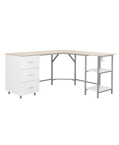 Techni Mobili Wood L-shape Home Office With Storage Two-tone Desk In ...