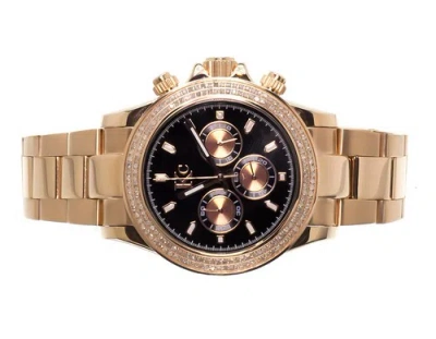 Pre-owned Techno Com By Kc Mens Ladies Rose Stainless Steel 41mm Techno Com Kc Daytona Diamond Watch 1ct In Tan
