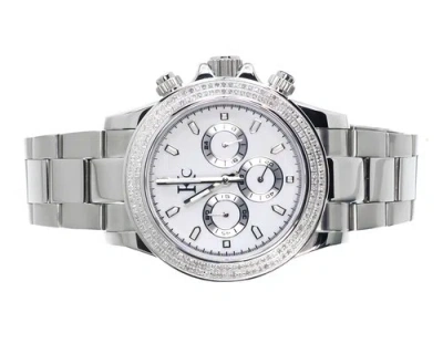 Pre-owned Techno Com By Kc Mens Ladies White Stainless Steel 41mm Techno Com Kc Daytona Diamond Watch 1ct In Silver