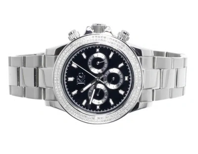 Pre-owned Techno Com By Kc Mens Ladies White Stainless Steel 41mm Techno Com Kc Daytona Diamond Watch 1ct In Silver