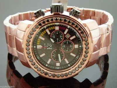 Pre-owned Techno Com Kc Men's 48mm Wee Genuine 4.50ct Black Large Diamonds Rg Face Watch