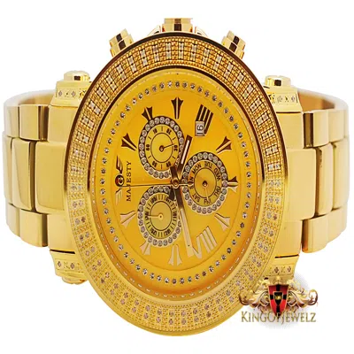 Pre-owned Techno Grill Men's Gold Tone  Diamond Dial 1.03 Ctw Watch Joe Rodeo Illusion 50mm In H - I