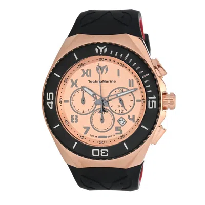 Technomarine 48mm Ocean Manta Quartz Chrono Silicone Strap Watch In Gold