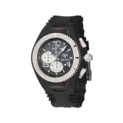 Pre-owned Technomarine Black Cruise Gem 108026 Diamond + Extra Band Cover 40mm In Dark Slate Gray