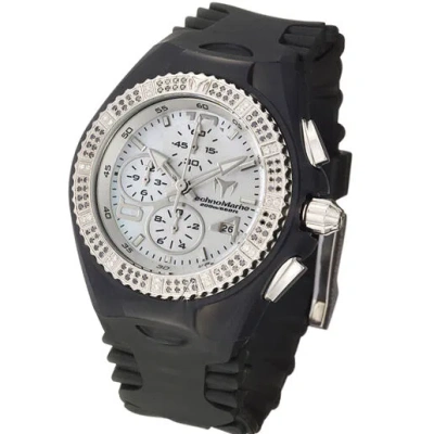 Pre-owned Technomarine Cruise 108043 Black And White Diamond Gel Band Cover 40mm