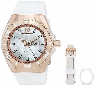 Pre-owned Technomarine Cruise 115063 Rose Gold +extra White Band Cover Unisex 45mm
