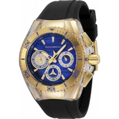 Technomarine Cruise Chronograph Quartz Blue Dial Ladies Watch Tm-120031 In Black / Blue / Gold / Gold Tone / Mother Of Pearl