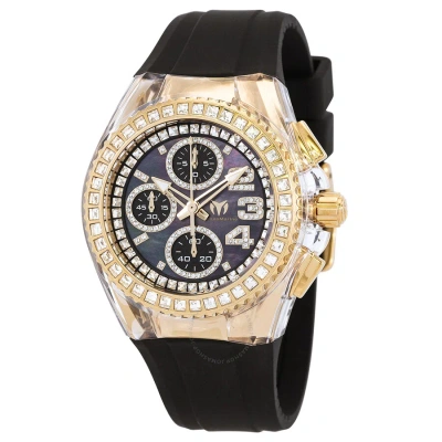 Technomarine Cruise Chronograph Quartz Crystal Black Dial Unisex Watch Tm-121058 In Black / Gold Tone