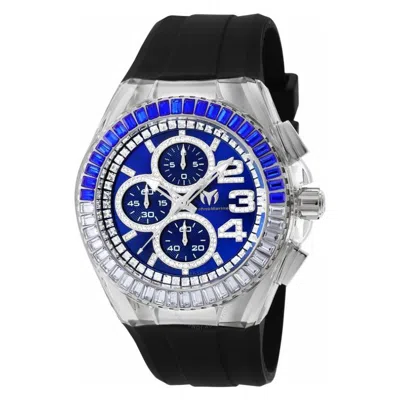 Technomarine Cruise Chronograph Quartz Crystal Blue Dial Men's Watch Tm-121010 In Black / Blue