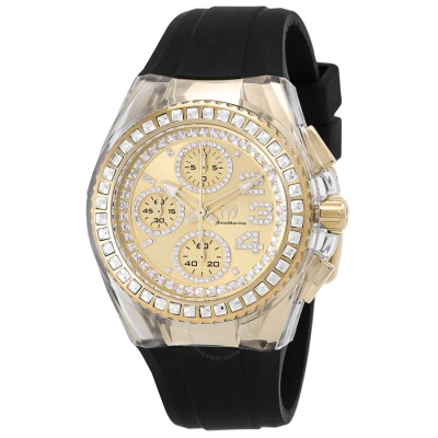 Technomarine Cruise Chronograph Quartz Crystal Gold Dial Unisex Watch Tm-121044 In Black