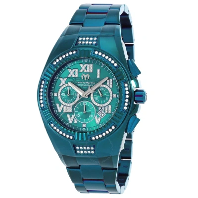 Technomarine Cruise Chronograph Quartz Crystal Green Dial Men's Watch Tm-121233 In Blue
