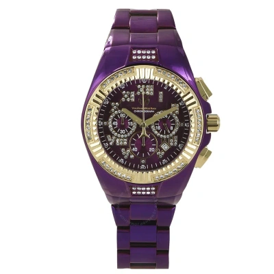 Technomarine Cruise Chronograph Quartz Crystal Purple Dial Men's Watch Tm-121235 In Gold Tone / Purple