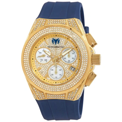 Technomarine Cruise Chronograph Quartz Crystal Unisex Watch Tm-118108 In Blue / Gold / Gold Tone / White