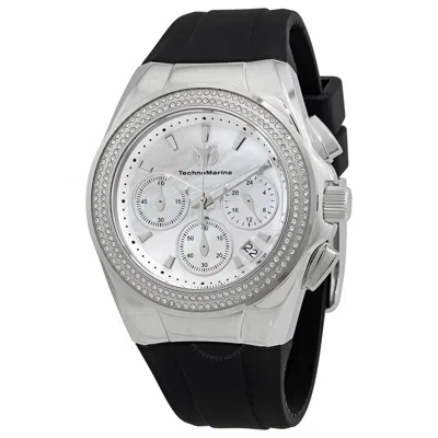 Technomarine Cruise Diva Pave Chronograph White Dial Watch Tm-120039 In Black
