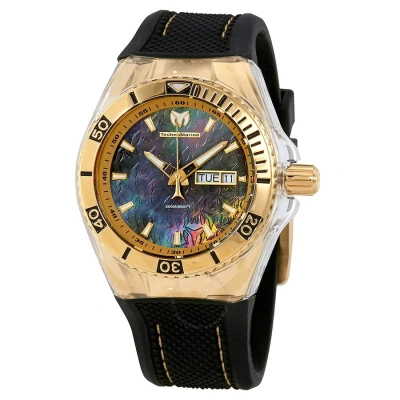 Technomarine Cruise Monogram Black Mother Of Pearl Men's Watch 115213 In Black / Gold Tone / Mother Of Pearl / Yellow