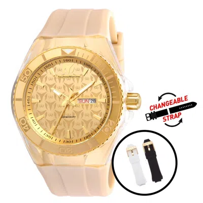 Pre-owned Technomarine Cruise Monogram Men's Watch - 46mm, Beige, White, Black With Interc