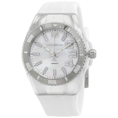 Technomarine Cruise Monogram Quartz White Mother Of Pearl Dial Ladies Watch Tm-121248 In Mother Of Pearl / White