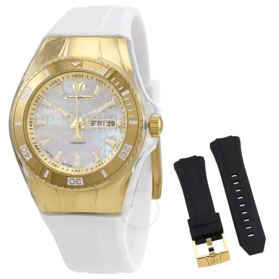 Technomarine Cruise Quartz Mother Of Pearl Dial Ladies Watch Tm-115324 In Gold Tone / Mother Of Pearl / White
