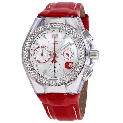 Technomarine Cruise Valentine Chronograph Crystal Mother Of Pearl Dial Ladies Watch 117001 In Gray
