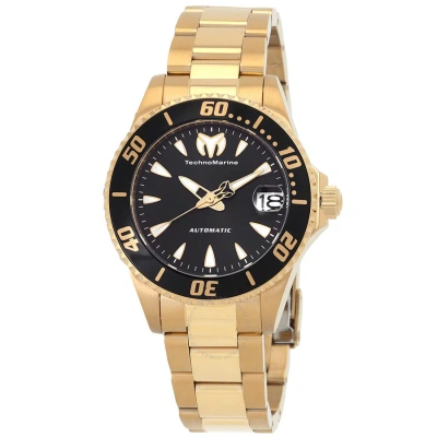 Technomarine Manta Automatic Black Dial Men's Watch Tm-219082 In Black / Gold Tone