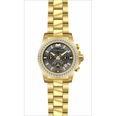 Technomarine Manta Chronograph Gmt Quartz Black Dial Men's Watch Tm-222034 In Black / Charcoal / Gold / Gold Tone