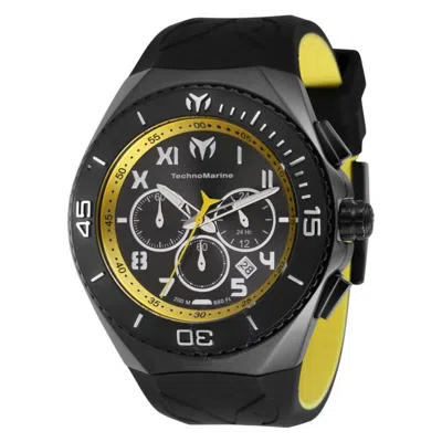 Technomarine Manta Chronograph Quartz Black Dial Men's Watch Tm-221045 In Black / Yellow