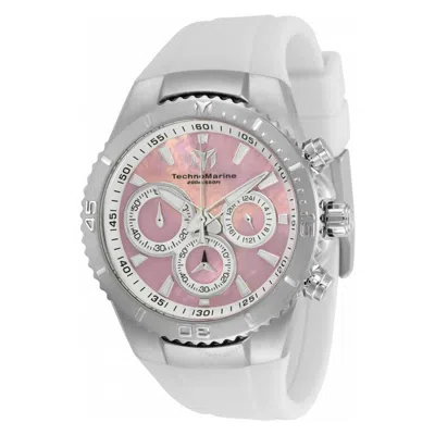 Technomarine Manta Chronograph Quartz Pink Mother Of Pearl Dial Unisex Watch Tm-220076 In White