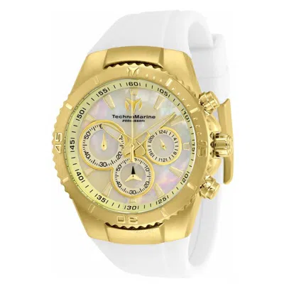 Technomarine Manta Chronograph Quartz White Mother Of Pearl Dial Ladies Watch Tm-220071 In Gold