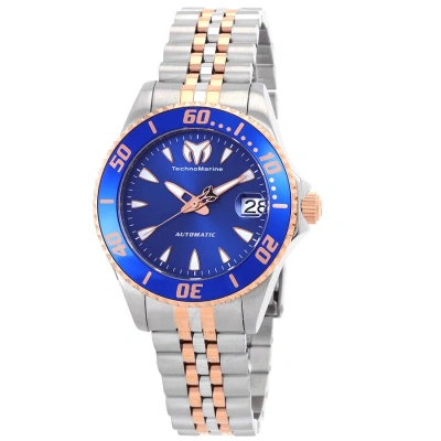 Technomarine Manta Sea Automatic Blue Dial Ladies Watch Tm-219061 In Two Tone  / Blue / Gold Tone / Rose / Rose Gold Tone